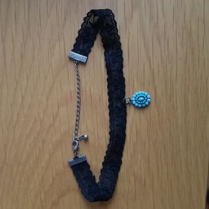 Goth lace turquoise choker